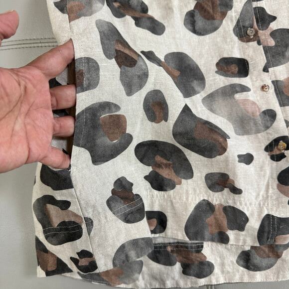 I Linen Lifestyle Womens L Cheetah Tunic/ Shacket Lagenlook Neutral Pockets - Picture 3 of 7